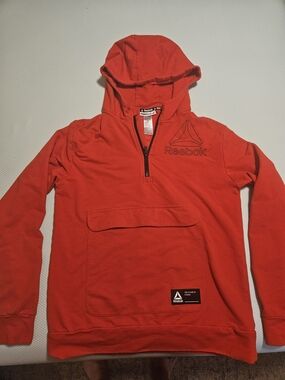 Reebok Red Kids Hooded Sweatshirt Pullover